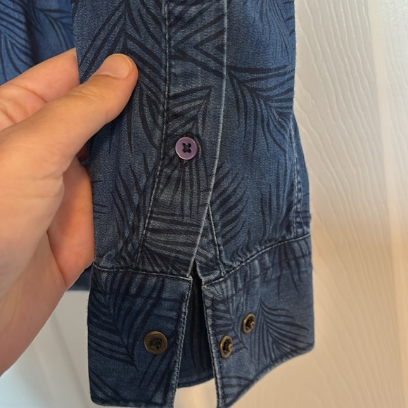 Men's Blue Patterned Casual Button Down Shirt - Picture 7 of 10